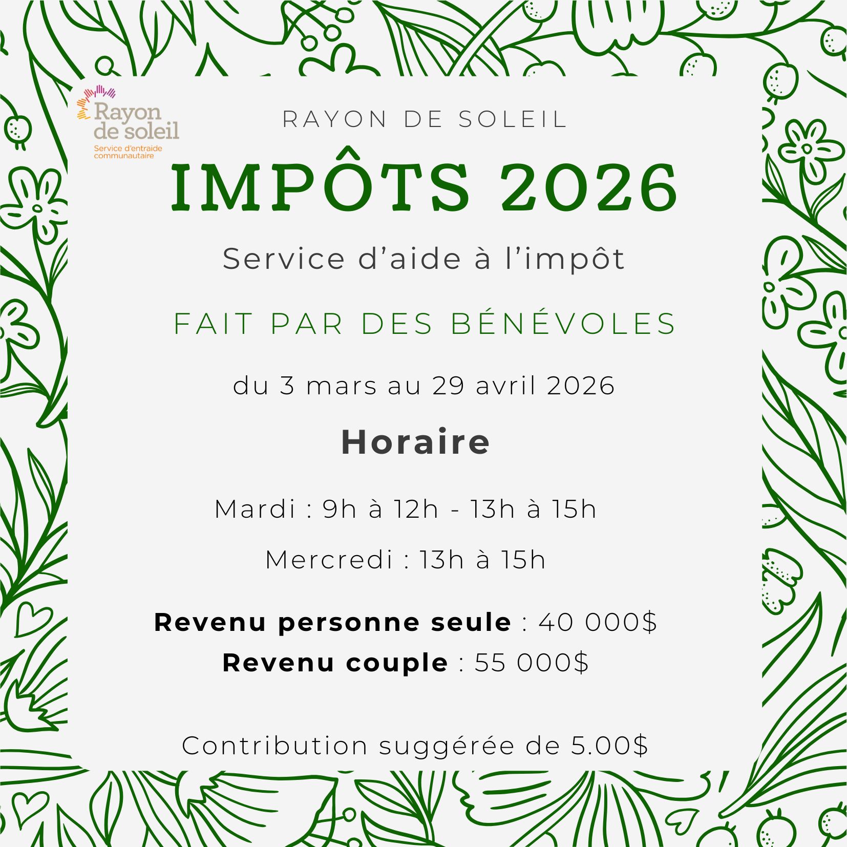 Impôt bénévole 2026